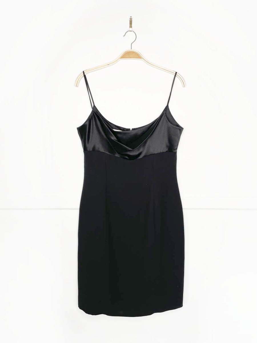 vintage 90s jones new york satin cowl neck drape mini dress - good market thrift store