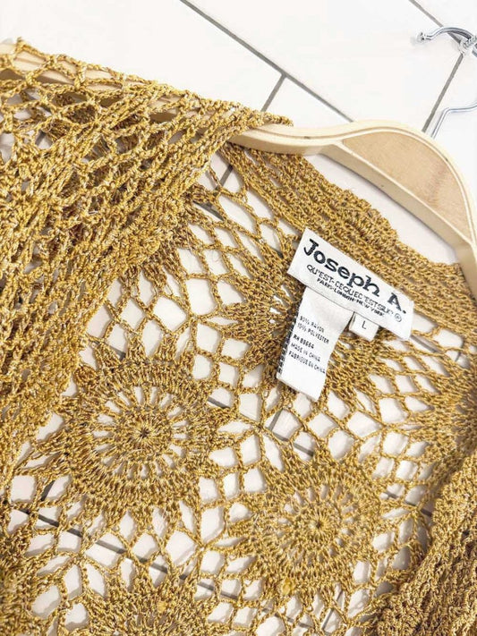 vintage 90s joseph a. sun crochet open cardigan - good market thrift store