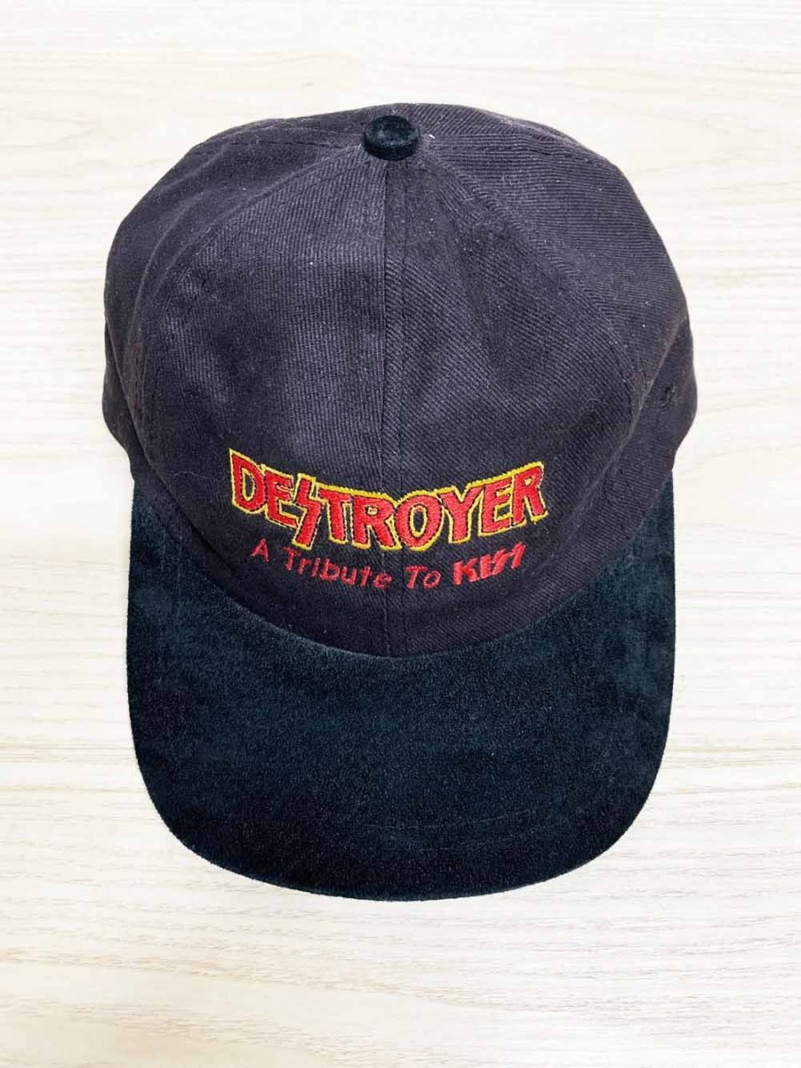 vintage 90s kiss destroyer tribute merch leather brim cap | AJM - good market thrift store