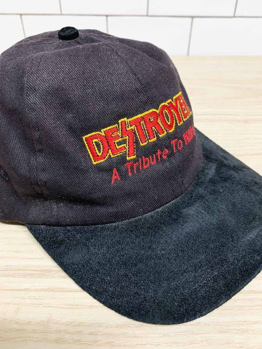 vintage 90s kiss destroyer tribute merch leather brim cap | AJM - good market thrift store