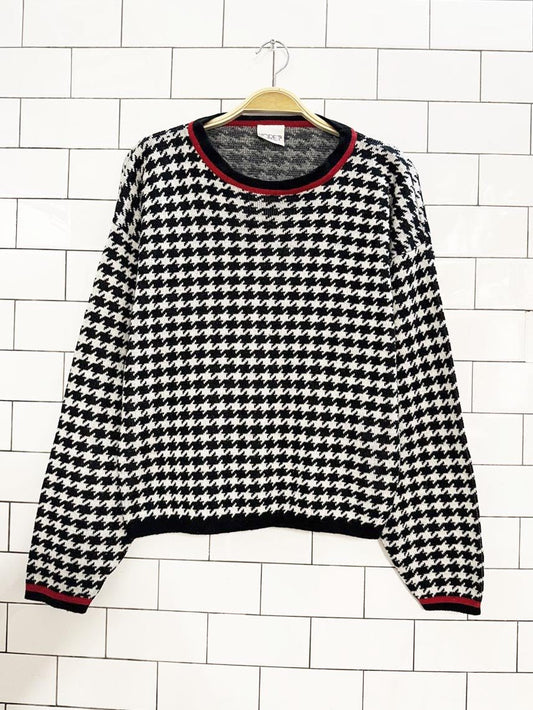 vintage 90s koret boxy houndstooth knit sweater - good market thrift store