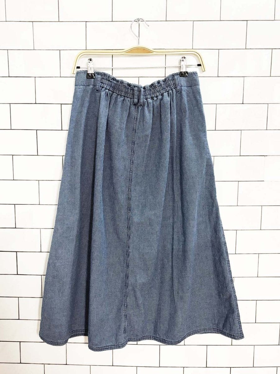 vintage 90s koret city blues full button denim midi skirt - good market thrift store