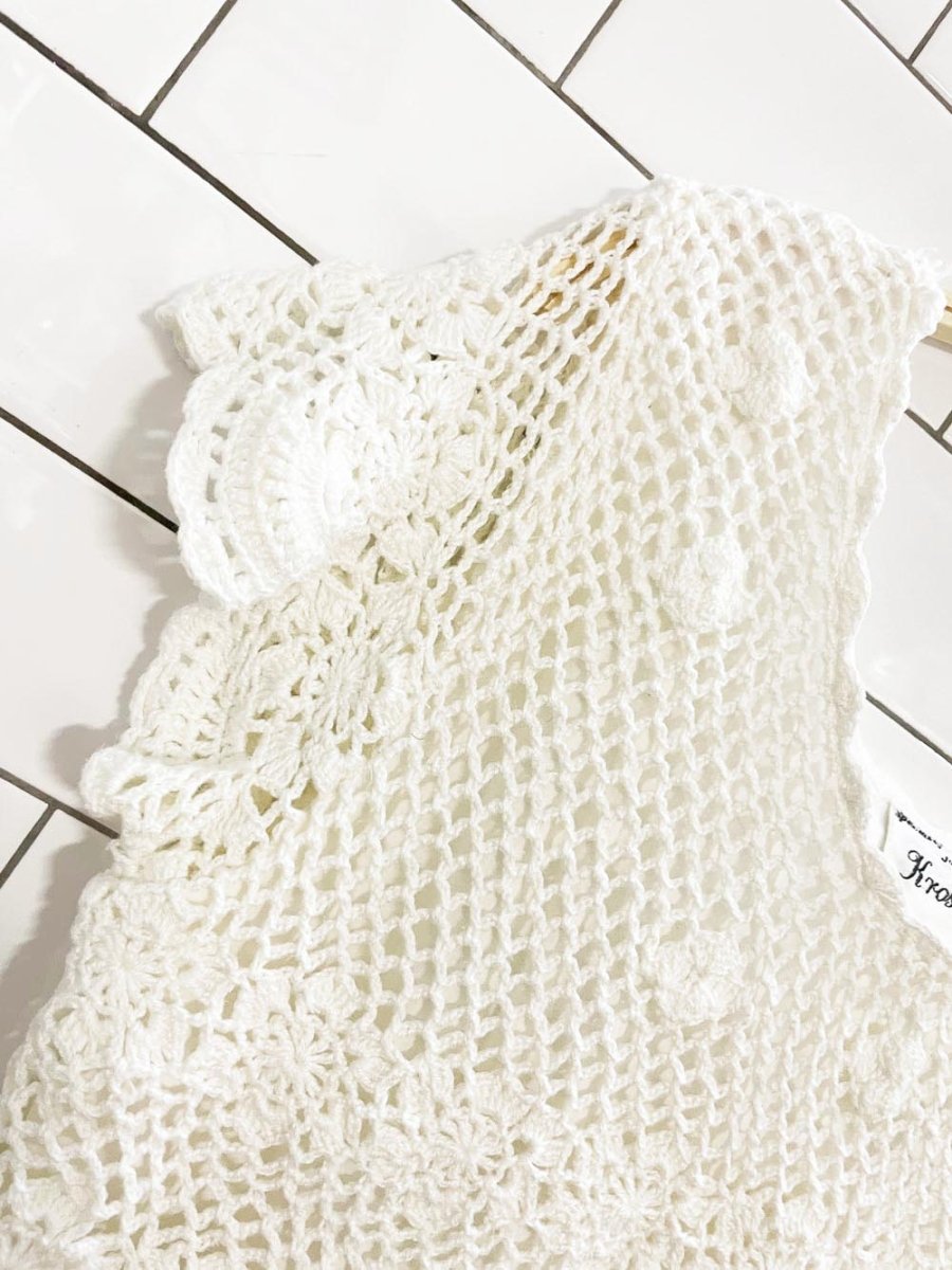 vintage 90s kroshetta crochet top full button tie back maxi sun dress - good market thrift store