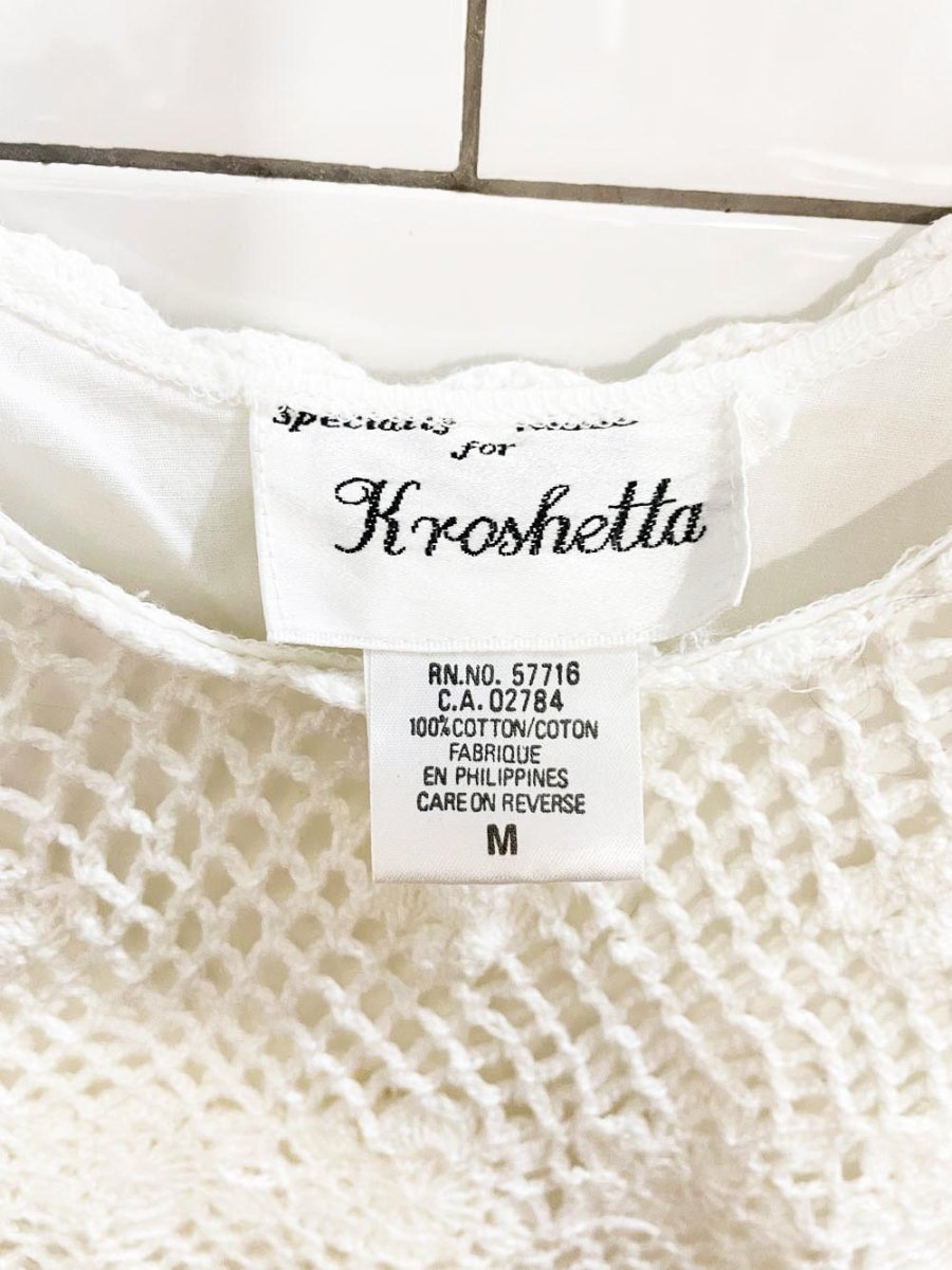 vintage 90s kroshetta crochet top full button tie back maxi sun dress - good market thrift store