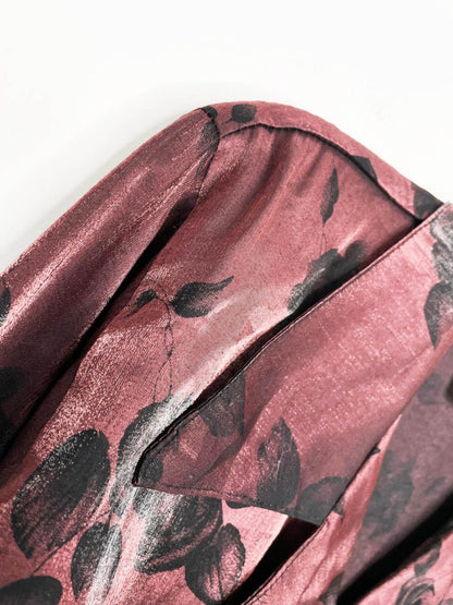 vintage 90s la belle floral metallic tie front cropped blouse | made in USA - good market thrift store