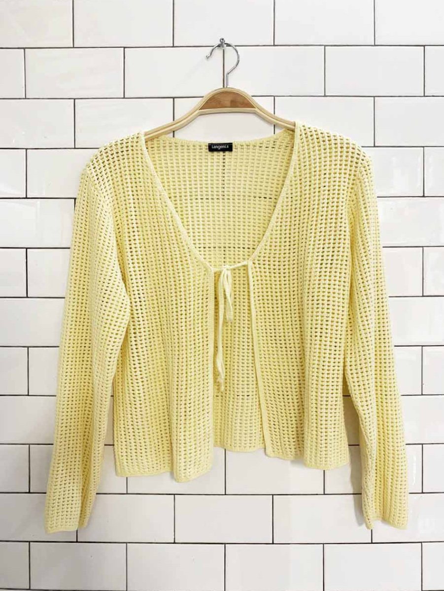 vintage 90s langents loose knit tie front cardigan - good market thrift store