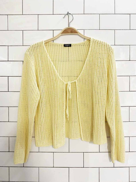 vintage 90s langents loose knit tie front cardigan - good market thrift store