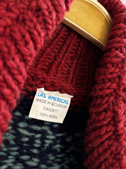 vintage 90s las americas 100% wool cowichan cardigan sweater - good market thrift store