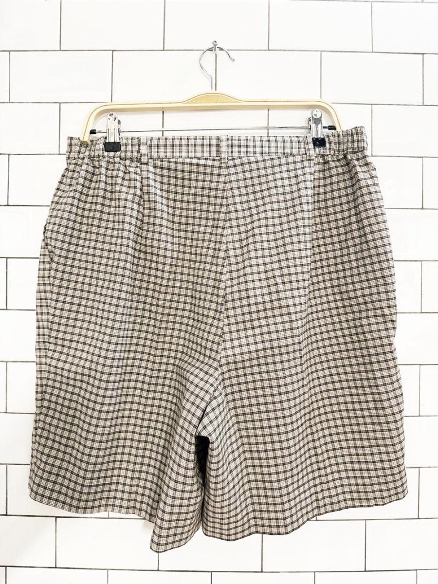 vintage 90s laura check pleated trouser shorts - good market thrift store