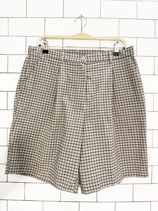vintage 90s laura check pleated trouser shorts - good market thrift store