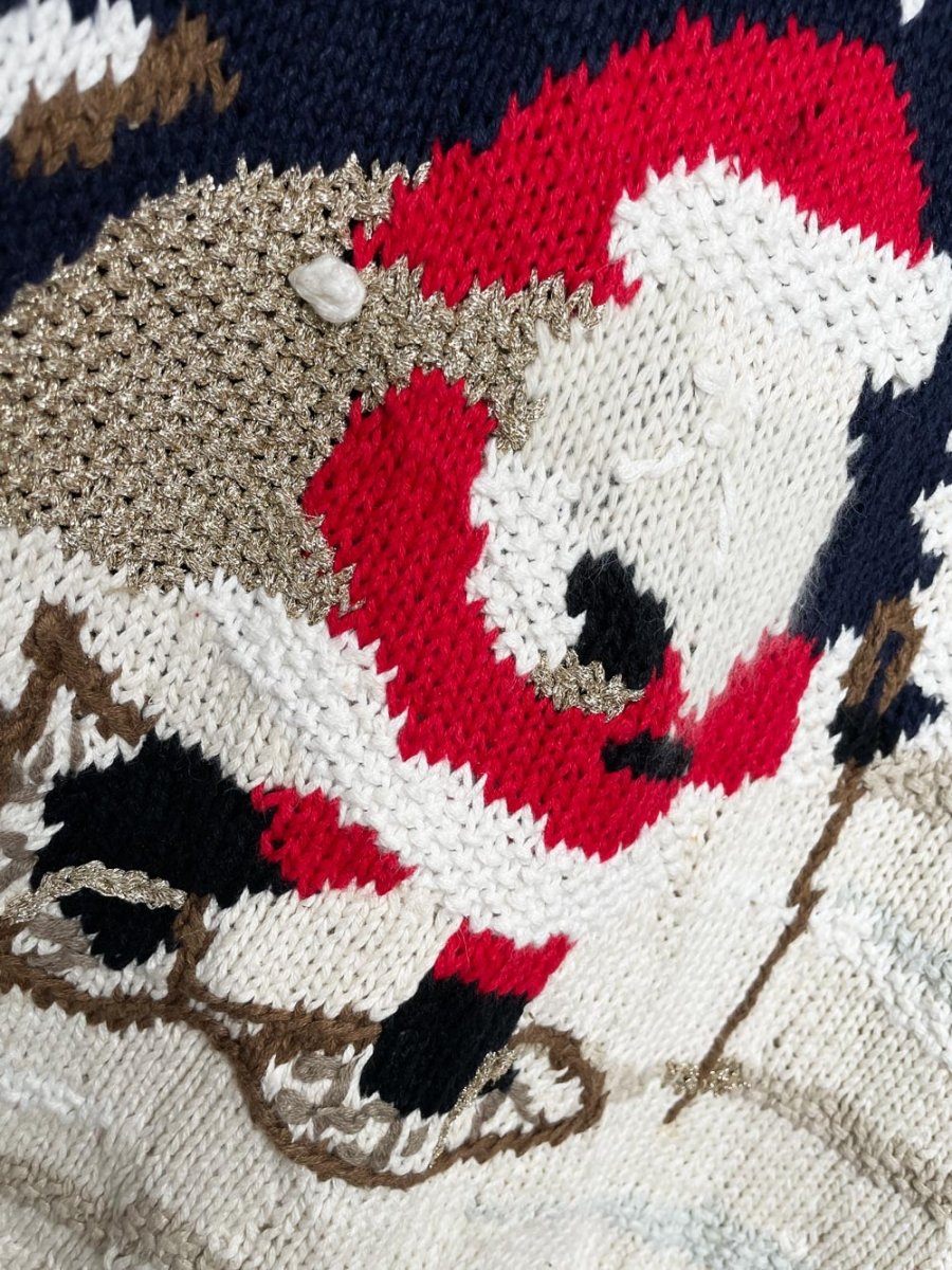 vintage 90s lauren hansen hand - knit santa snowshoes sweater - good market thrift store