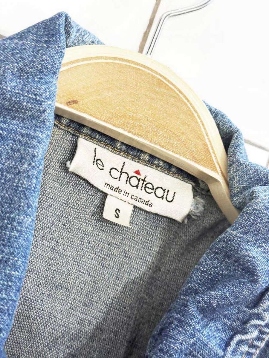 vintage 90s le chateau minimal zip cropped denim vest | made in Canada - good market thrift store