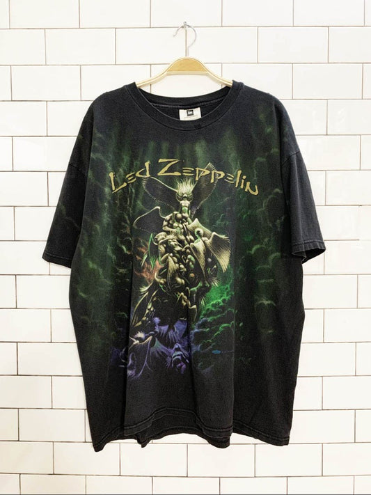 vintage 90s led zeppelin stairway to heaven all over print tee | winterland - good market thrift store