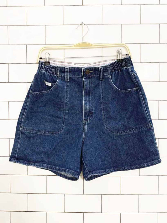 vintage 90s lee high rise elastic waist denim shorts | made in USA - good market thrift store