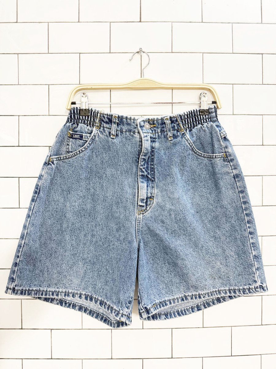vintage 90s lee high rise elastic waist denim shorts | made in USA - good market thrift store