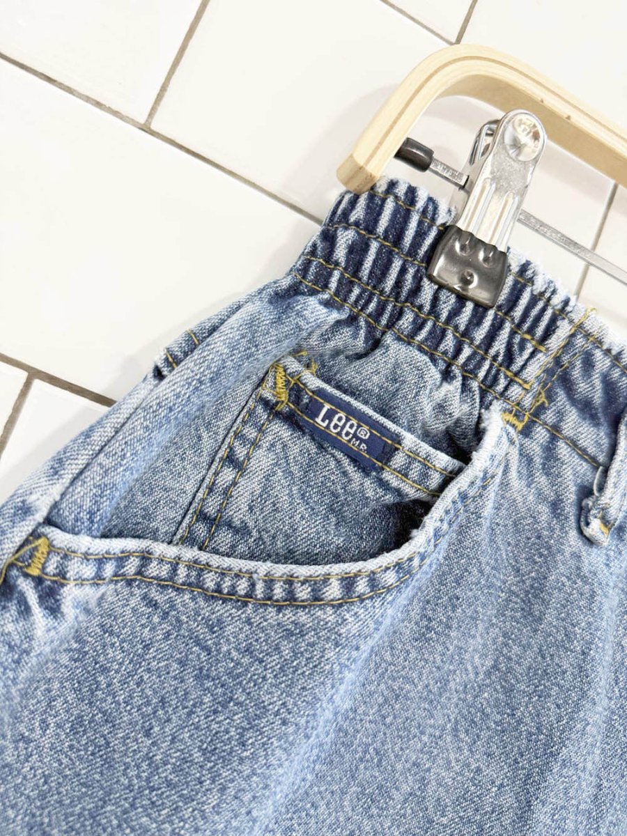 vintage 90s lee high rise elastic waist denim shorts | made in USA - good market thrift store