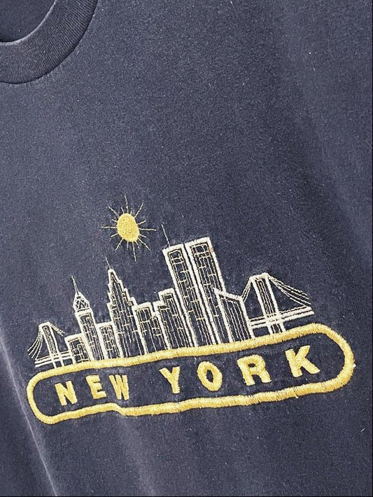 vintage 90s lee new york spellout embroidered tee - good market thrift store