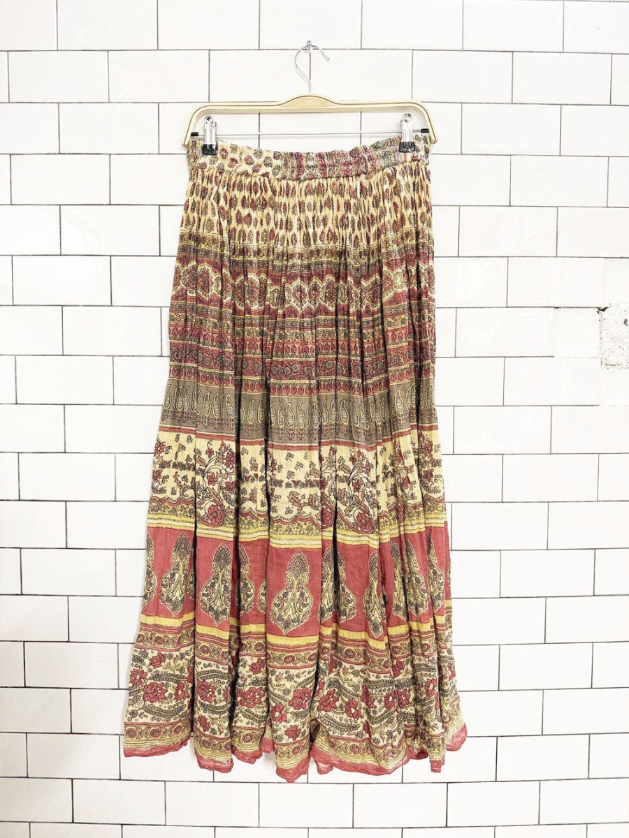 vintage 90s leena new york studio boho drawstring flowy maxi skirt - good market thrift store