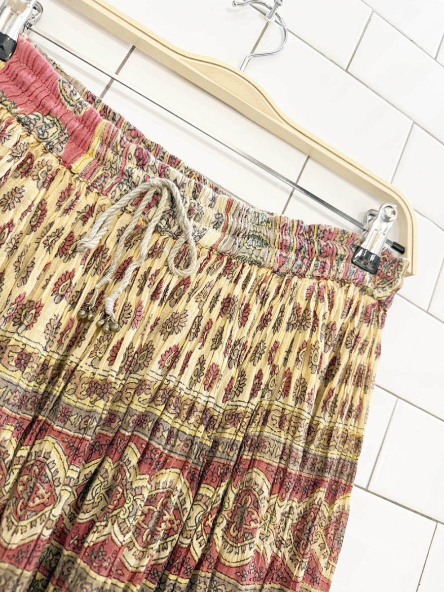 vintage 90s leena new york studio boho drawstring flowy maxi skirt - good market thrift store