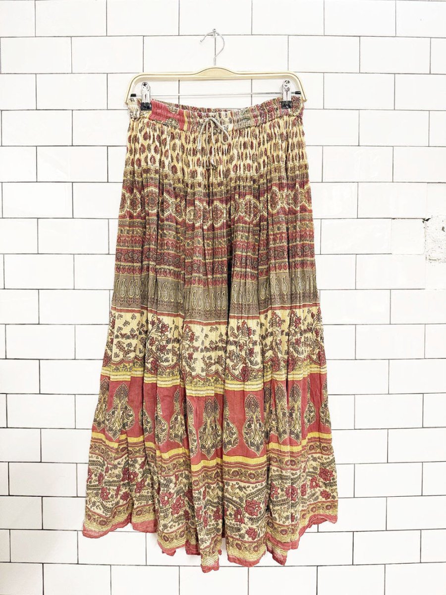 vintage 90s leena new york studio boho drawstring flowy maxi skirt - good market thrift store