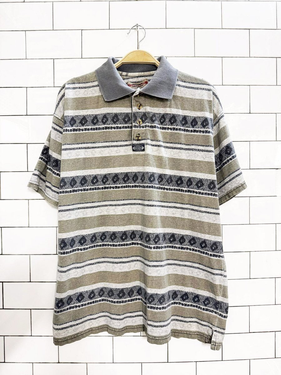 vintage 90s legendary striped polo shirt - good market thrift store