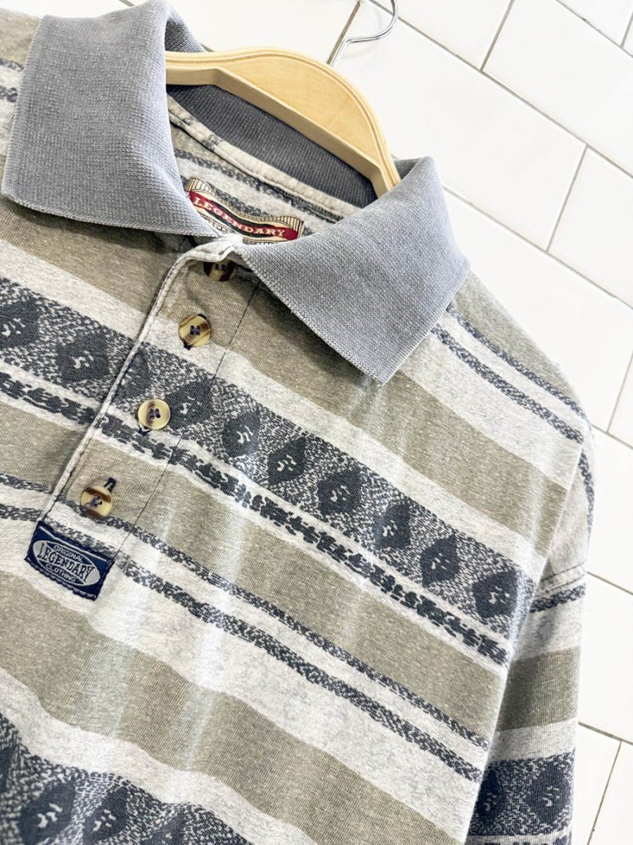 vintage 90s legendary striped polo shirt - good market thrift store