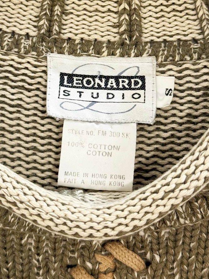 vintage 90s leonard studio argyle stitch earth tones chunky knit sweater - good market thrift store