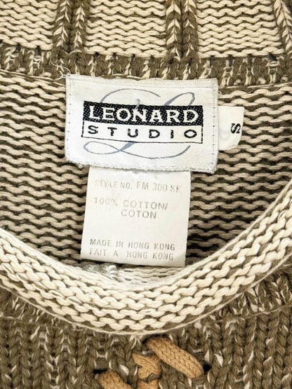 vintage 90s leonard studio argyle stitch earth tones chunky knit sweater - good market thrift store