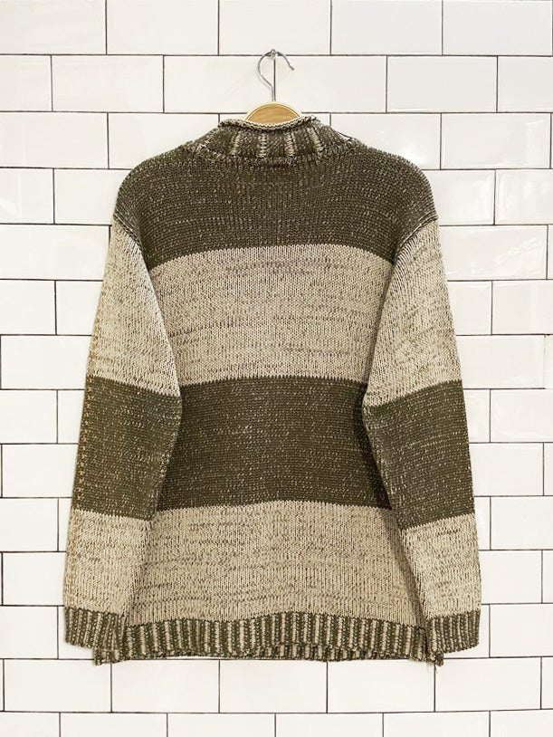 vintage 90s leonard studio argyle stitch earth tones chunky knit sweater - good market thrift store