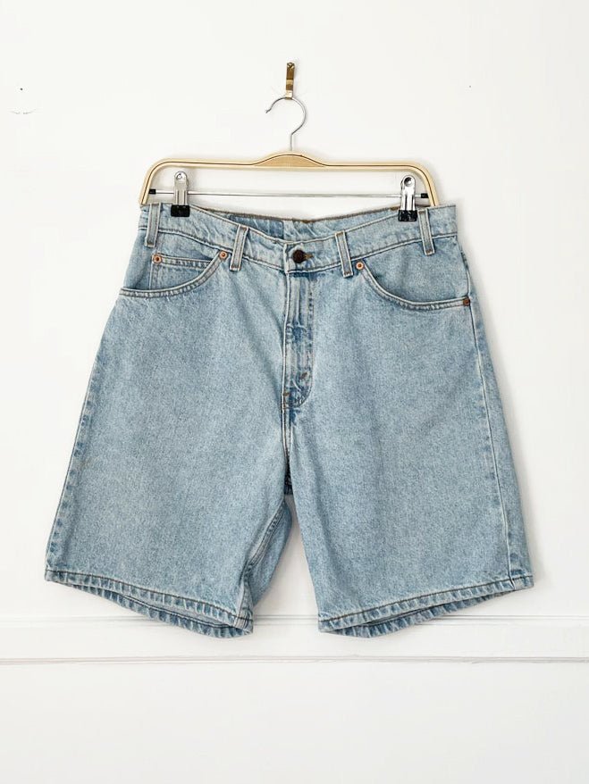 vintage 90s levi's 550 orange tab relaxed fit long denim shorts - good market thrift store