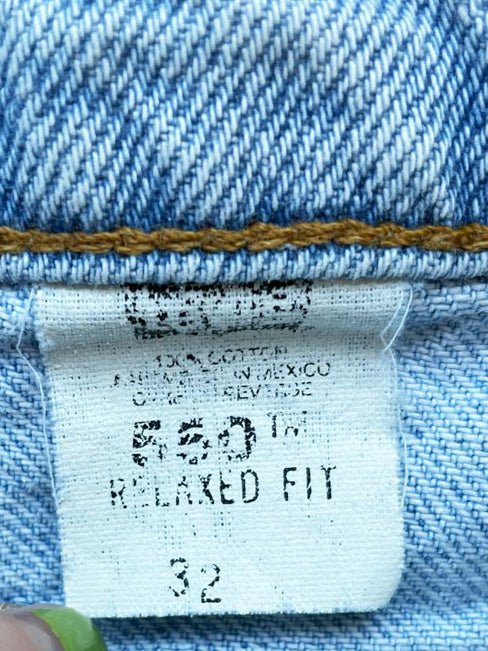 vintage 90s levi's 550 orange tab relaxed fit long denim shorts - good market thrift store