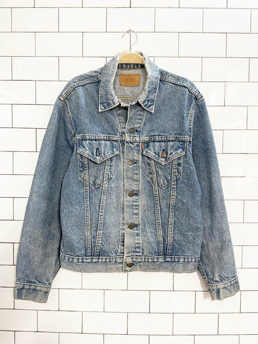 vintage 90s levis grunge distressed denim jacket | made in USA - good market thrift store