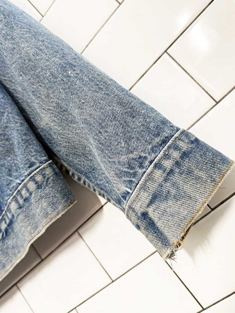 vintage 90s levis grunge distressed denim jacket | made in USA - good market thrift store