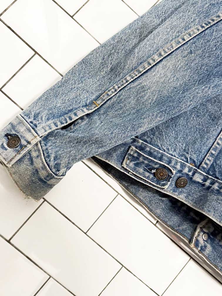 vintage 90s levis grunge distressed denim jacket | made in USA - good market thrift store