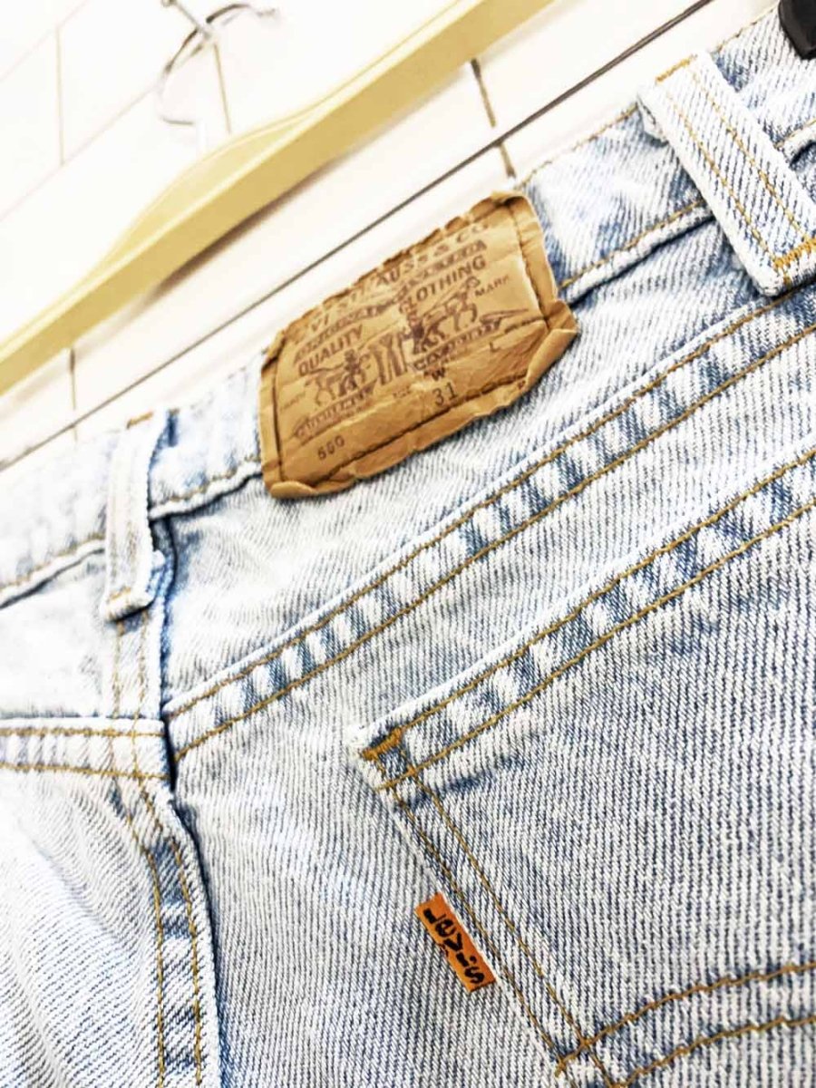 vintage 90s levi's orange tab 550 long denim shorts | made in USA - good market thrift store