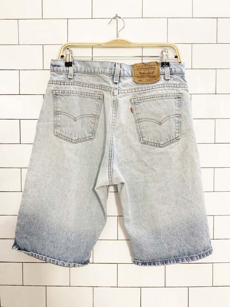 vintage 90s levi's orange tab 550 loose long denim shorts - good market thrift store