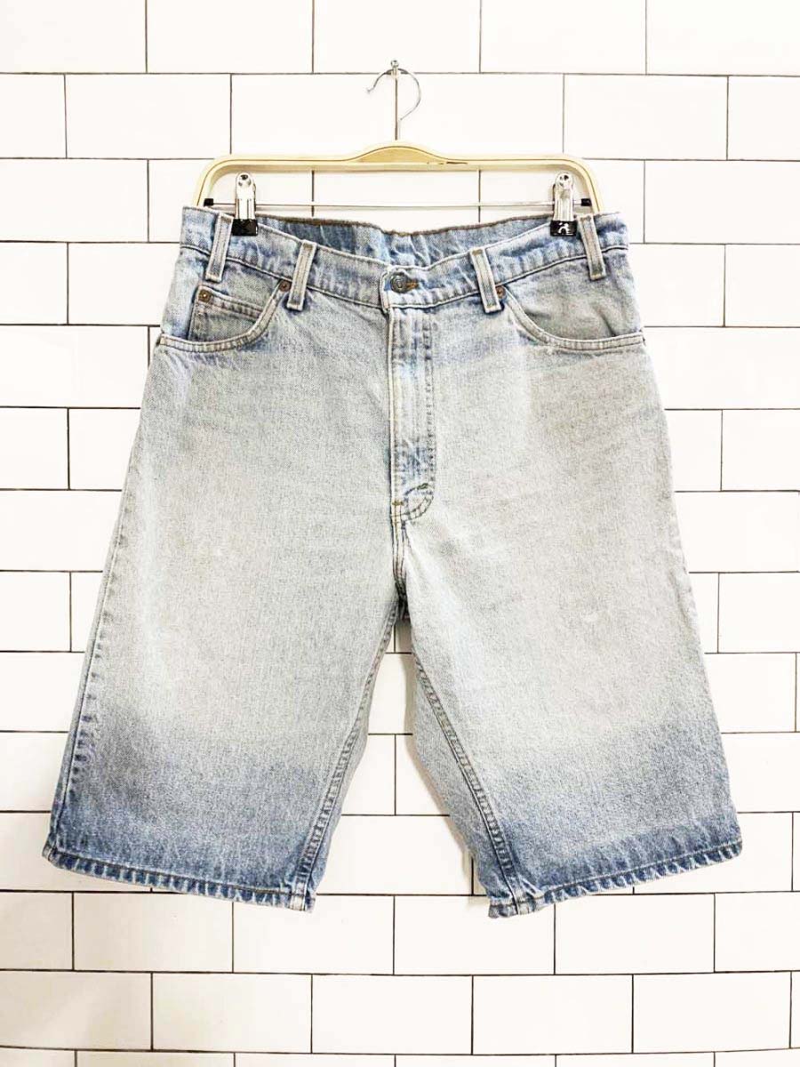 vintage 90s levi's orange tab 550 loose long denim shorts - good market thrift store