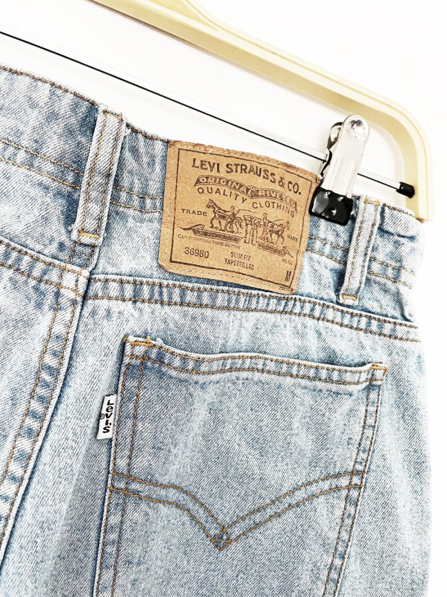 vintage 90s levi's white tab mini denim skort - good market thrift store