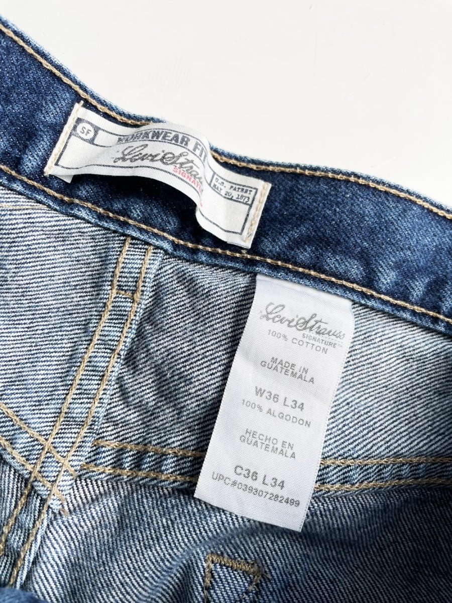 vintage 90s levi's workwear fit double knee baggy jeans | white tab - good market thrift store