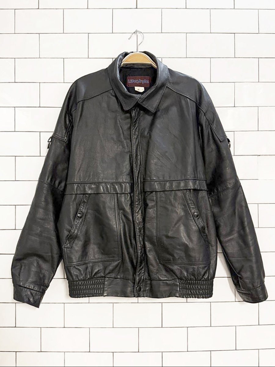 vintage 90s lifestyle leather bomber jacket | made in Canada - good market thrift store