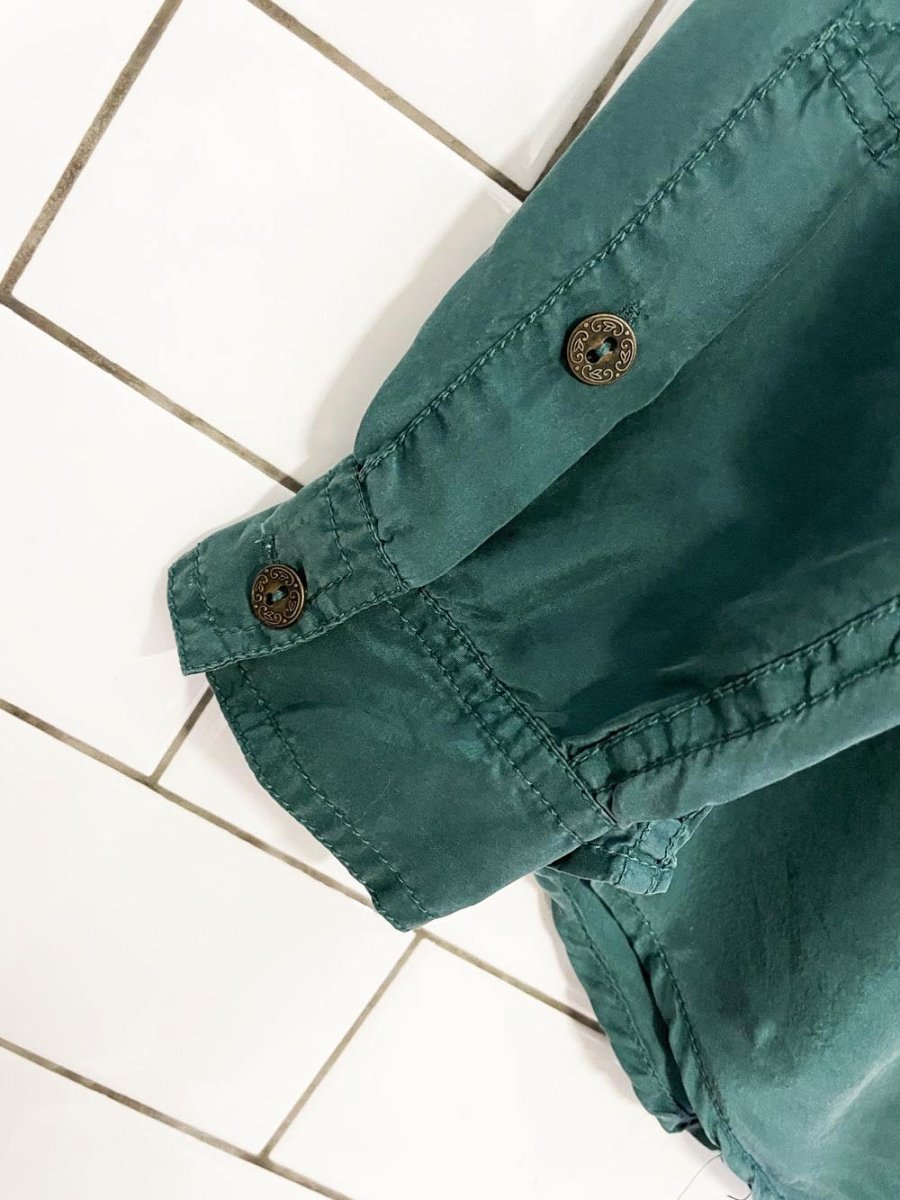 vintage 90s liz claiborne 100% silk full button blouse | lizwear - good market thrift store