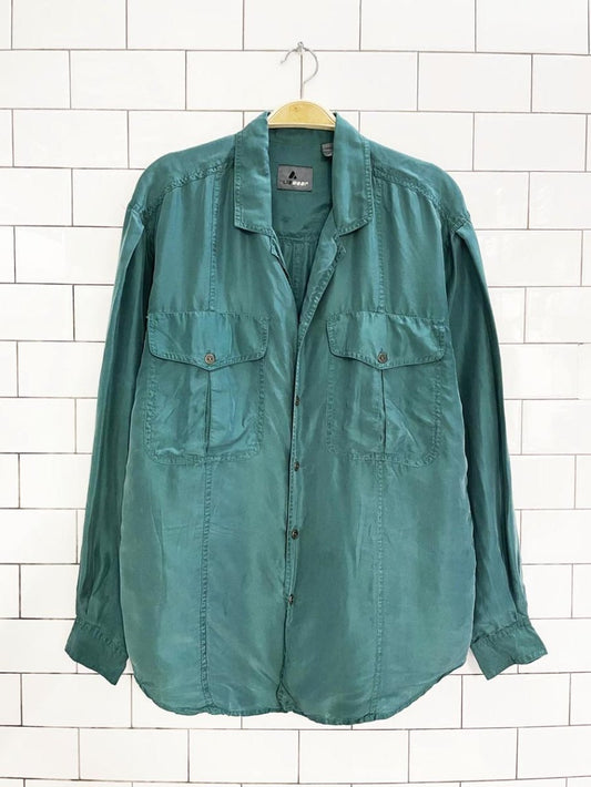 vintage 90s liz claiborne 100% silk full button blouse | lizwear - good market thrift store