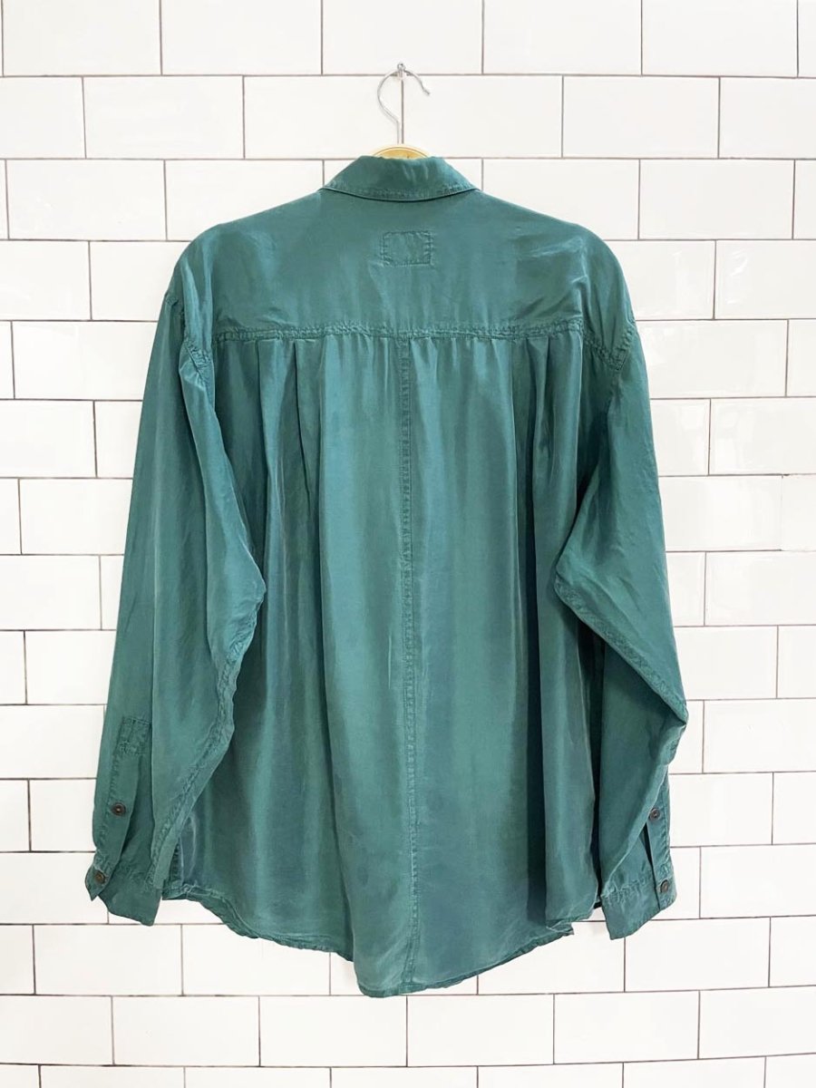 vintage 90s liz claiborne 100% silk full button blouse | lizwear - good market thrift store