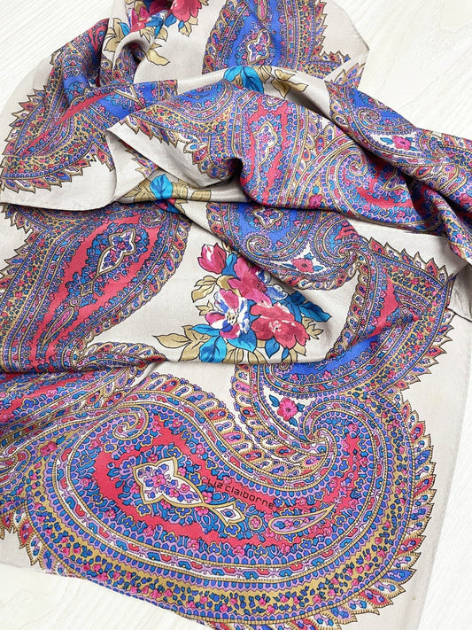 vintage 90s liz claiborne 100% silk vibrant paisley scarf | made in Japan - good market thrift store