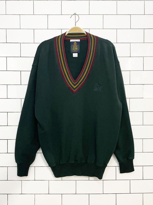 vintage 90s liz claiborne crested tennis prep cricket sweatshirt - good market thrift store