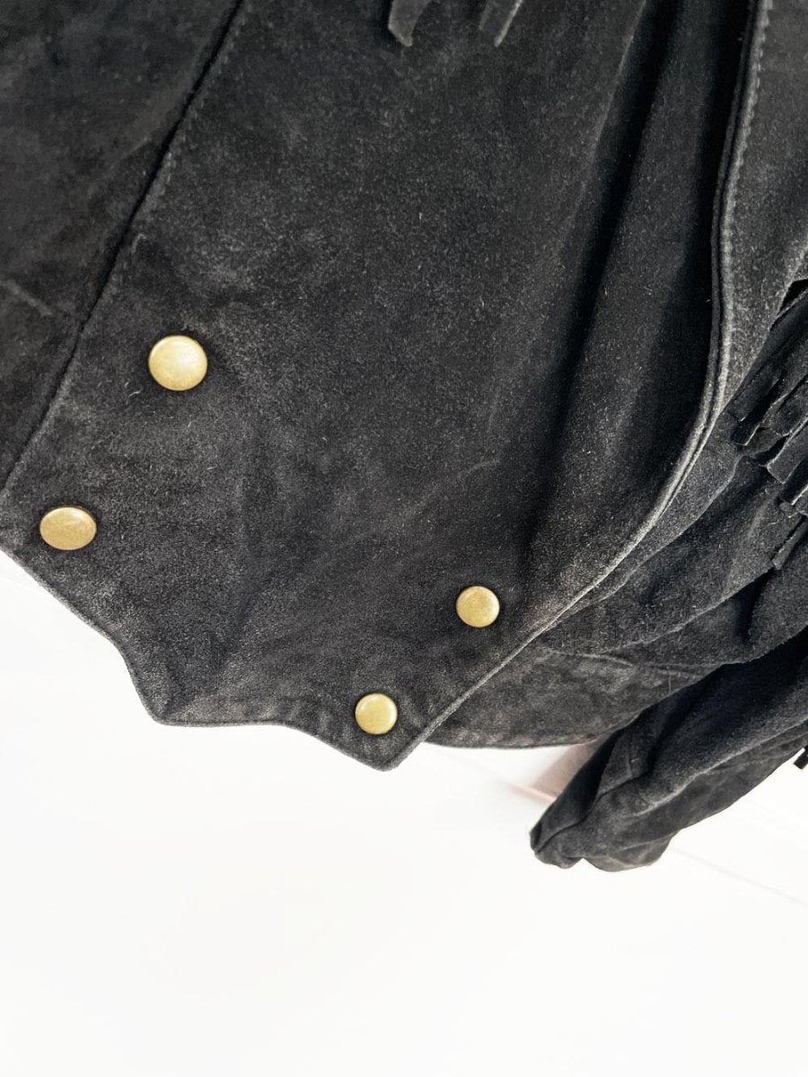 vintage 90s liz thomas suede fringe western moto jacket - good market thrift store