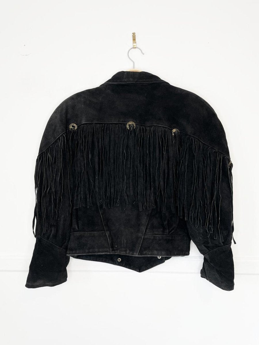 vintage 90s liz thomas suede fringe western moto jacket - good market thrift store