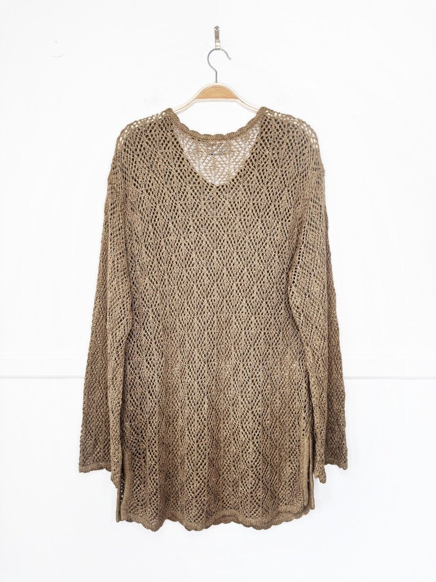 vintage 90s lizsport crochet knit long sleeve top | liz claiborne - good market thrift store