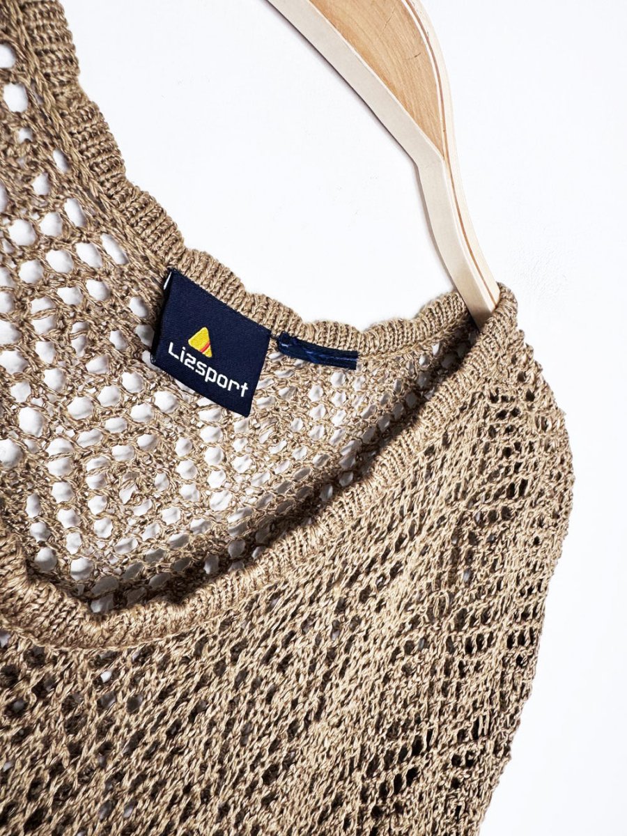 vintage 90s lizsport crochet knit long sleeve top | liz claiborne - good market thrift store