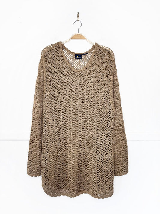 vintage 90s lizsport crochet knit long sleeve top | liz claiborne - good market thrift store